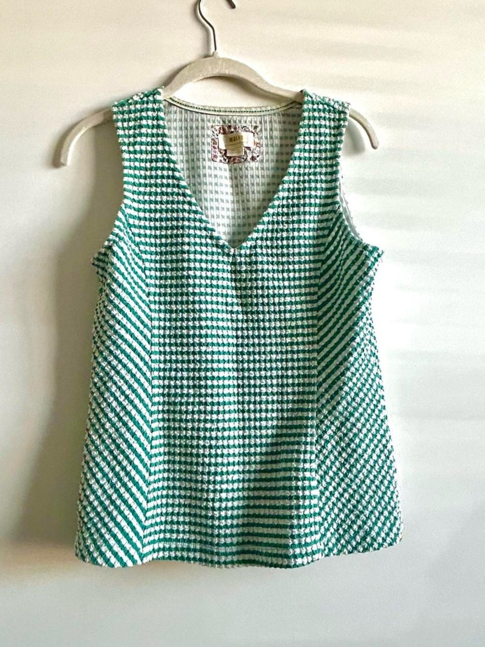 Maeve Striped Sleeveless Top Kelly Green and White